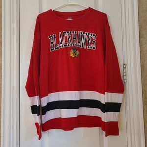 NHL Chicago Blackhawks  Embroidered Logo Cotton Blend Jersey Top Large
